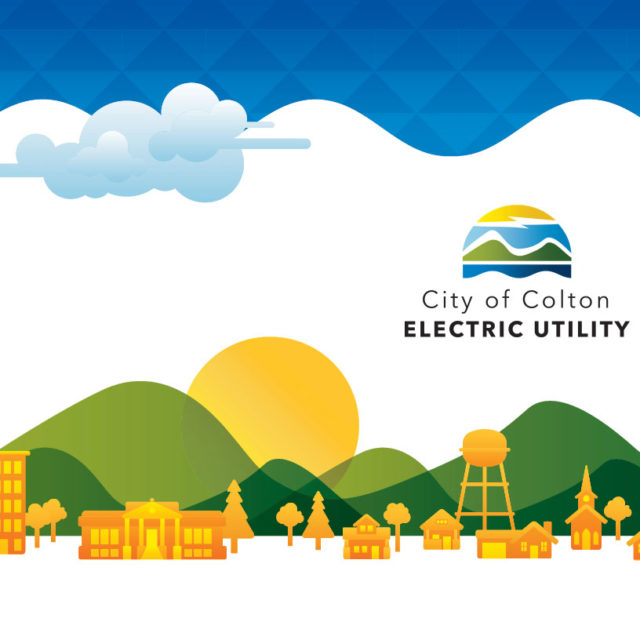 City of Colton Electric Utility illustrated cityscape