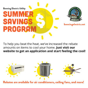 Summer Savings Program Instagram post announcing rebates for air conditioners, ceiling fans, and more