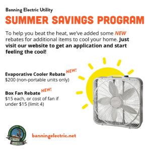 Summer Savings Program Instagram post announcing new rebates for evaporative coolers and box fans